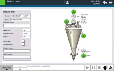 Gestion des recettes via une interface opérateur HMI